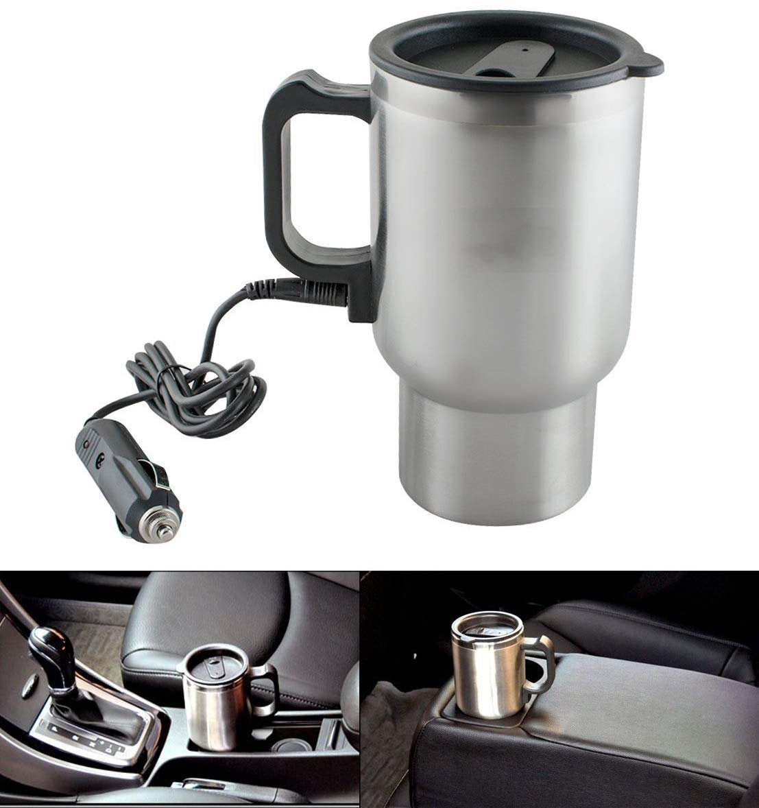 Silver electric kettle mug for easy car use