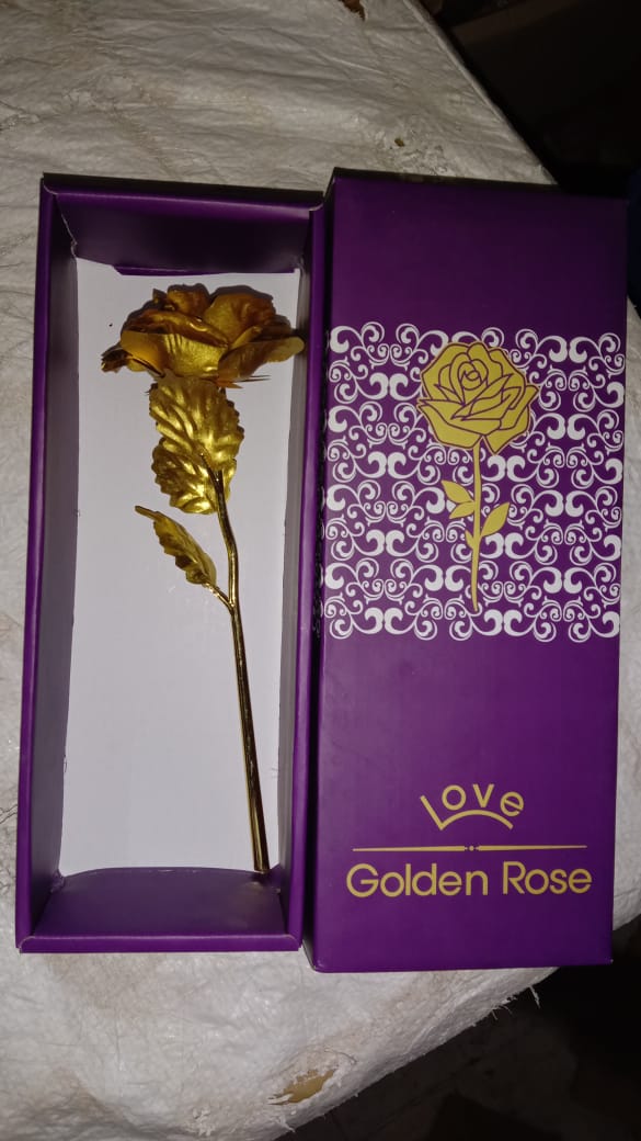 Luxury Decorative Gold Plated Artificial Golden Rose with Premium Box