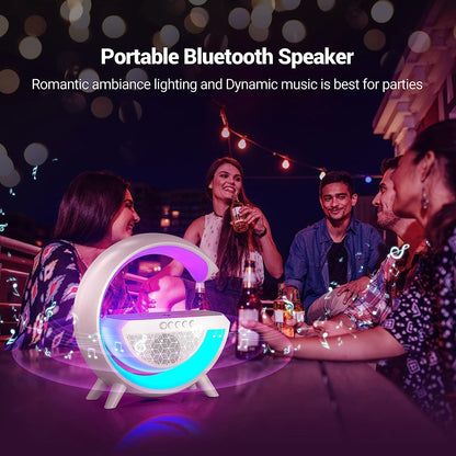 LED night lamp with music speaker and wireless charging