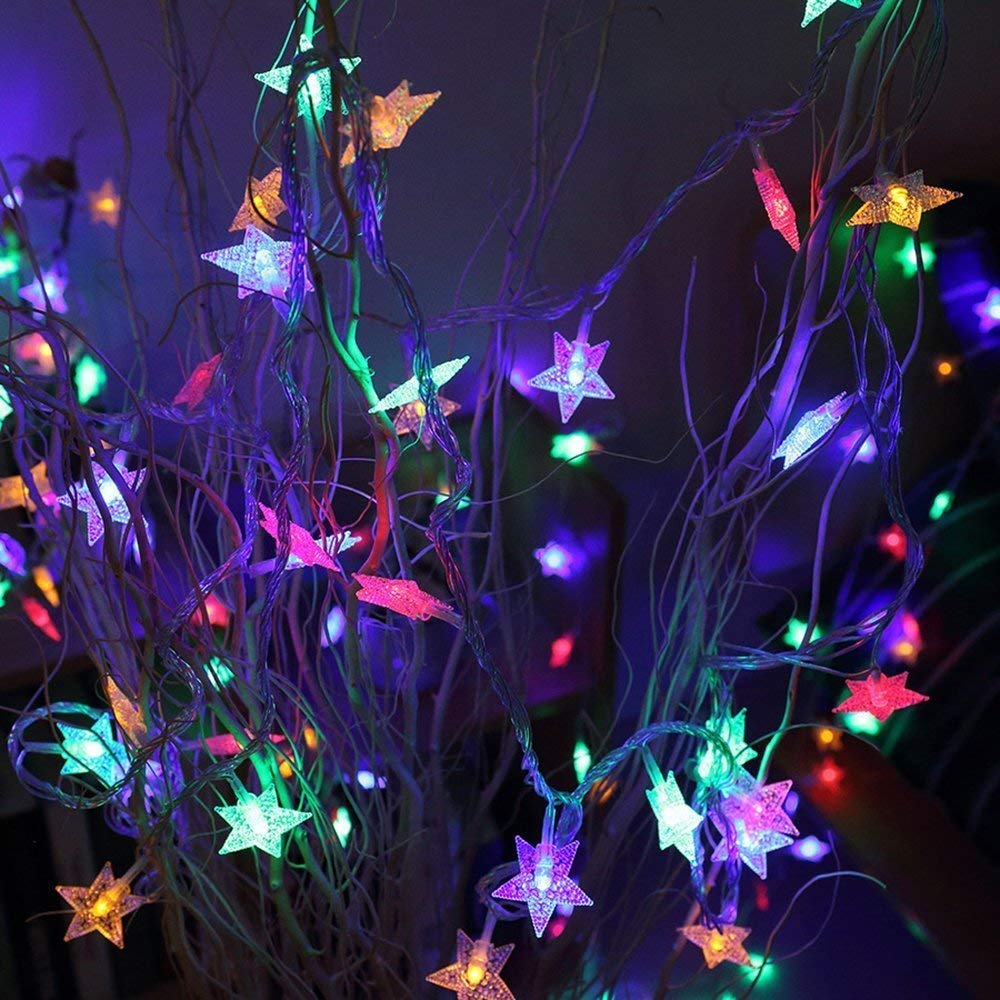 28 LED / Star 3.9 Meter Star Shape Led Light Battery Operated with Flashing Modes for Home Decoration, Kids Room, Waterproof Diwali & Wedding LED Christmas Light Indoor and Outdoor Light ,Festival Decoration (Multicolor Battery Not Included 3.9Mtr)