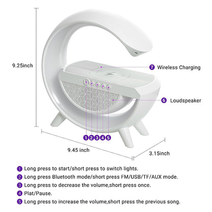 Night lamp with Bluetooth speaker and wireless charger