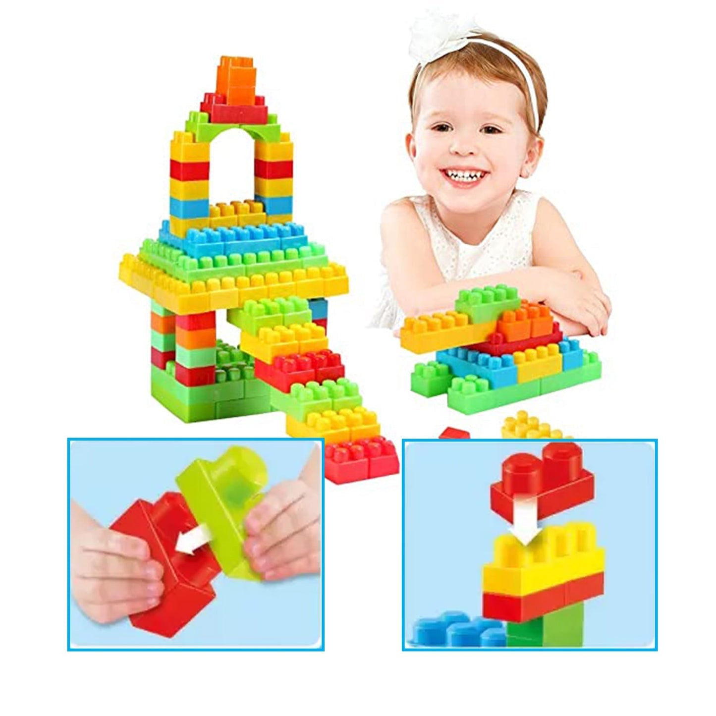 Colorful block game for kids, 120 pieces for creative play