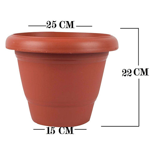 Brown plastic pot for garden plants and flowers