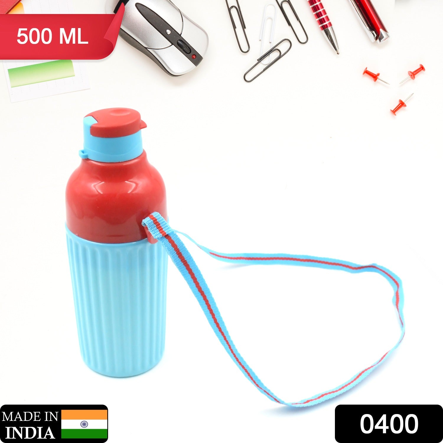 Insulated water bottle with strap for easy carrying