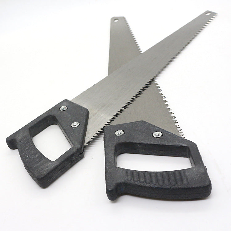 Hand saw with steel blades for cutting.