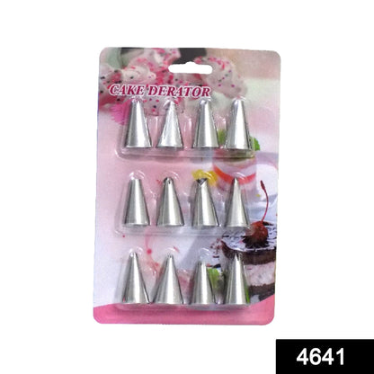 Cake icing nozzles set with 12 different stainless steel tips