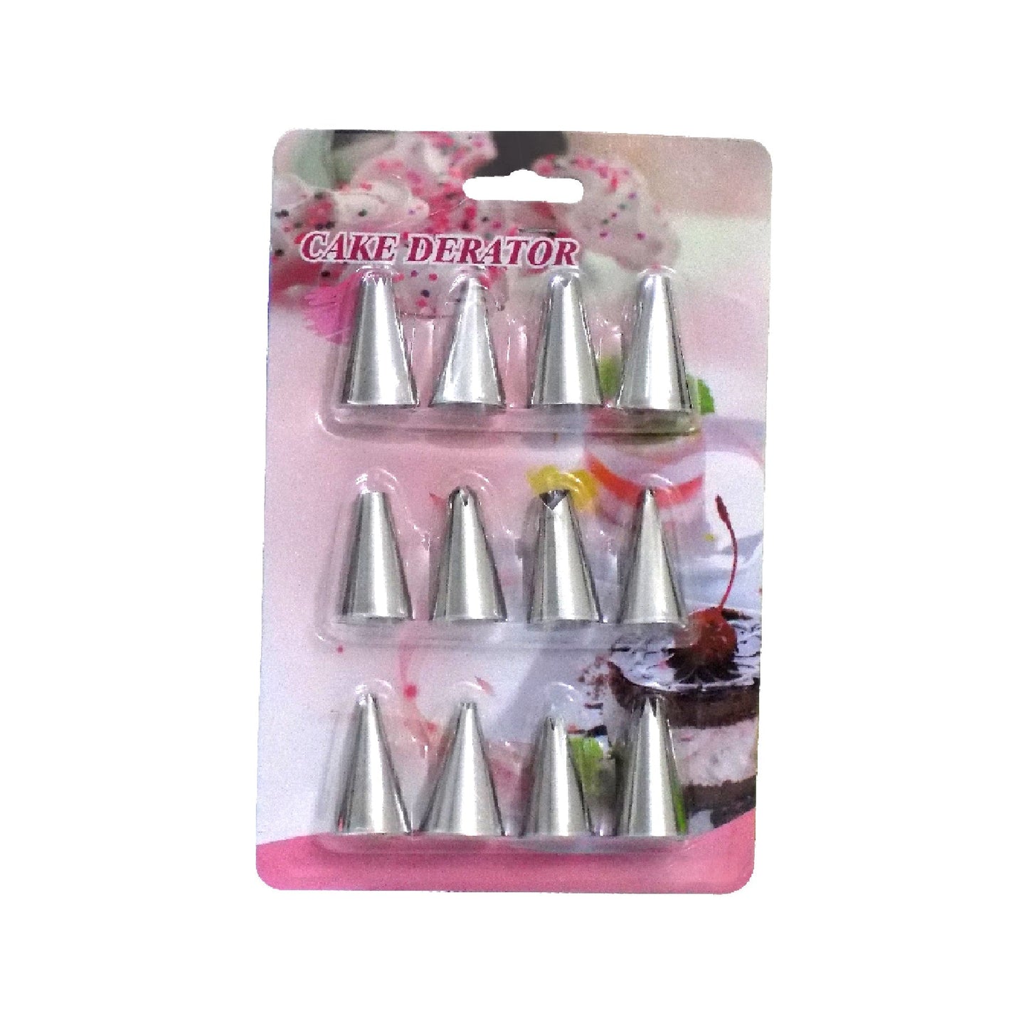 Set of 12 stainless steel nozzles for cake decorating