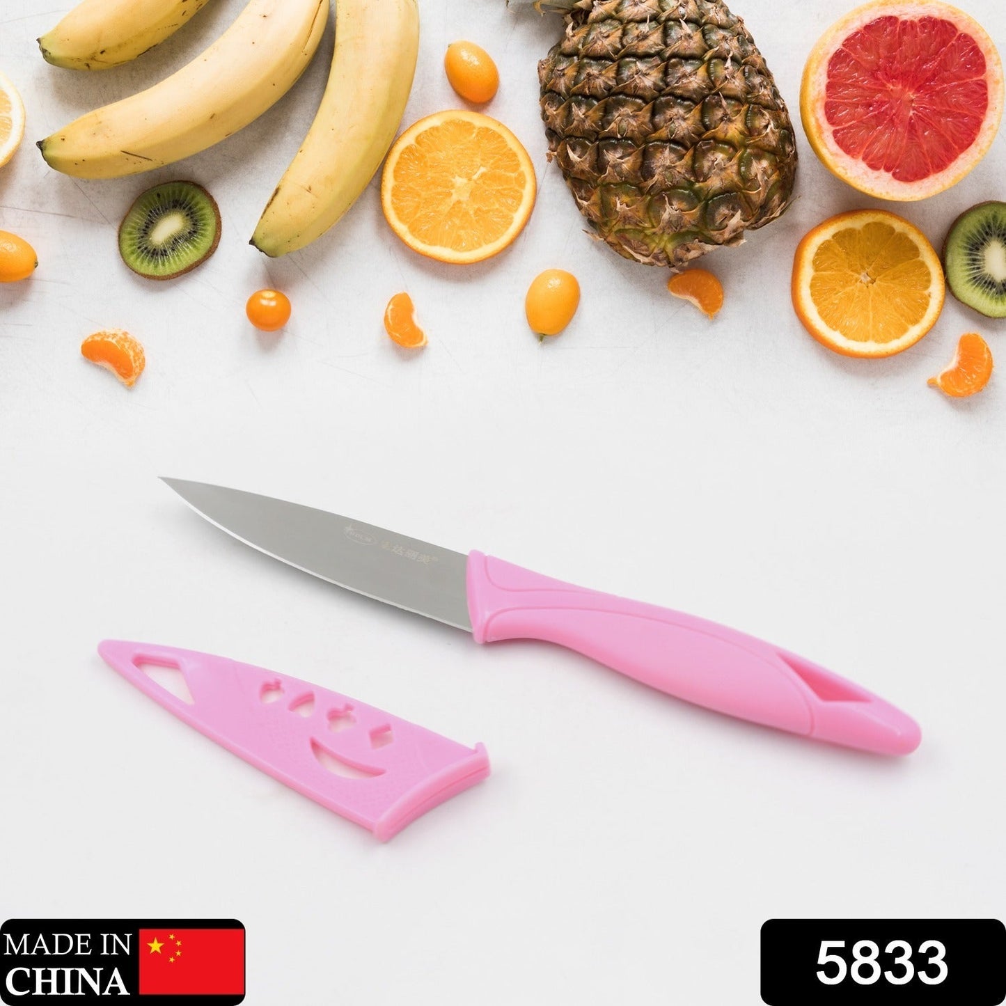 Durable fruit knife with stainless steel blade and cover, 1 piece