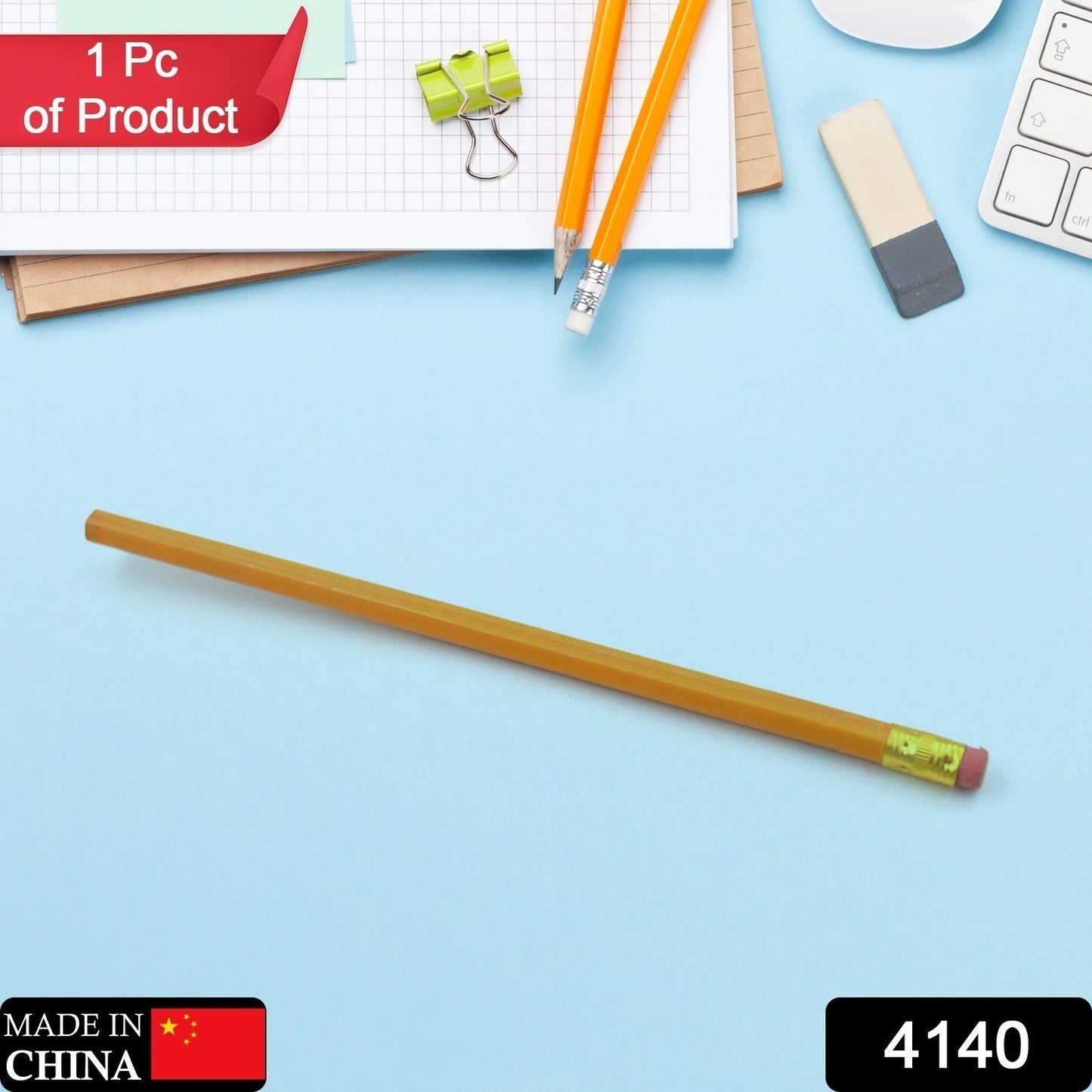 Wooden pencil set with eraser for art and office use