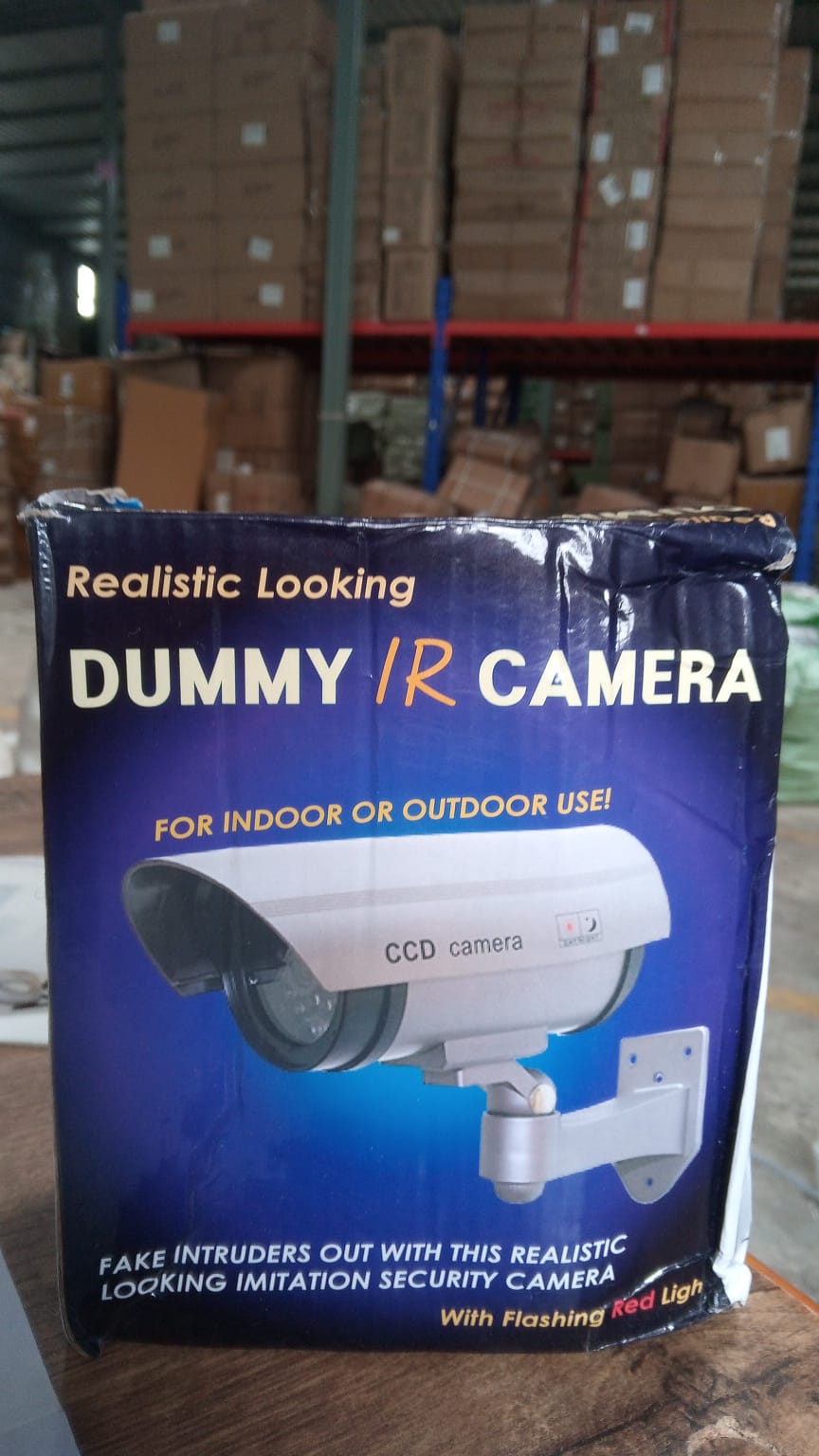 Outdoor fake CCTV camera with IR capability, ideal for security deterrence.