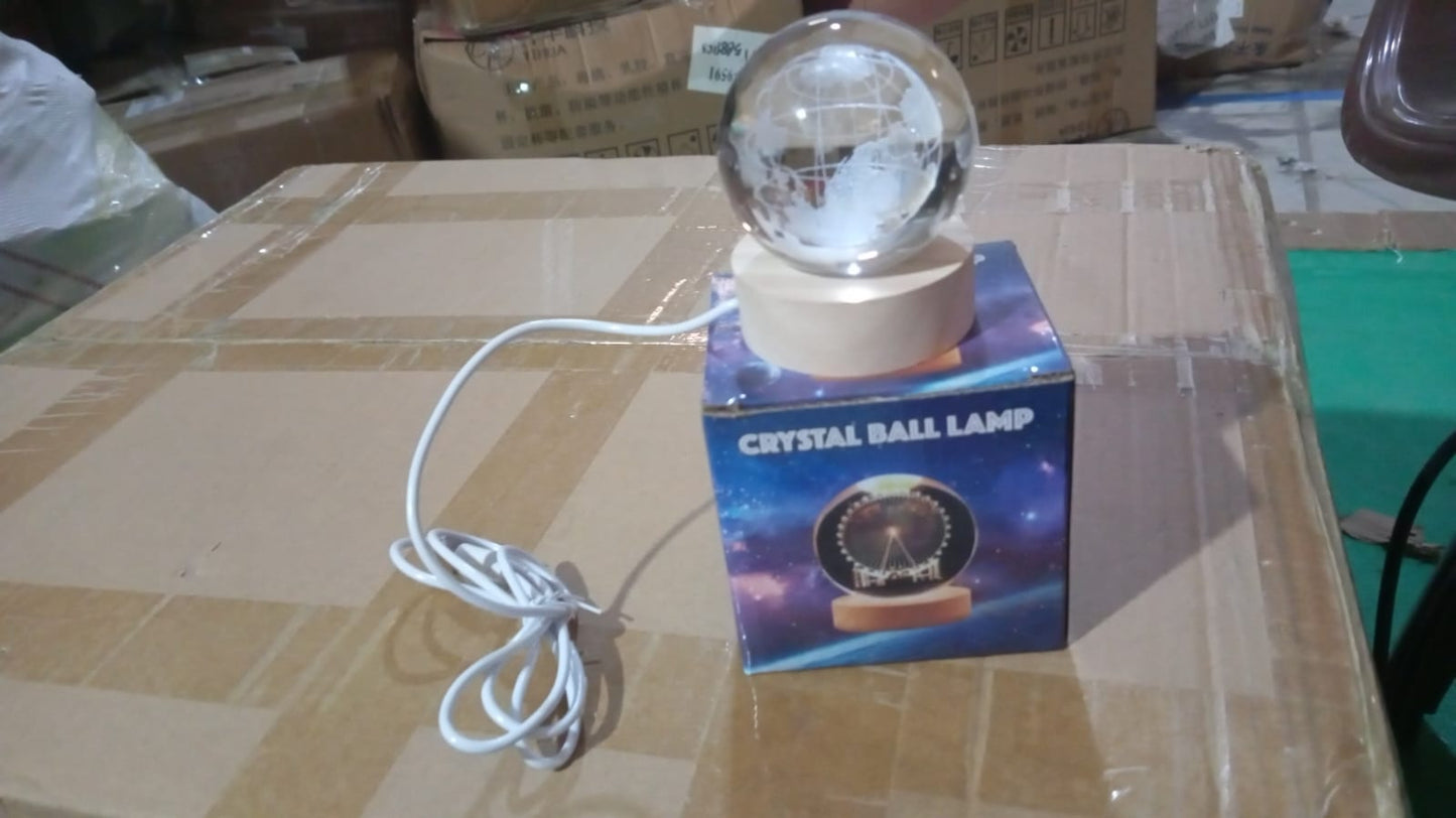 World 3D Crystal Ball lamps With Wood Base (1 Pc)