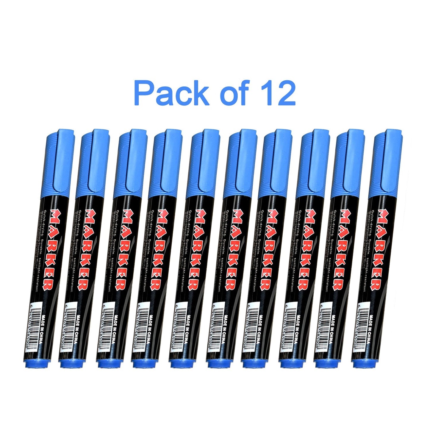 Blue permanent marker for whiteboards in pack of 12